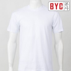 BYC 남성용 반팔 라운드 티셔츠 3호 1매 흰색 무지티 BYI6050