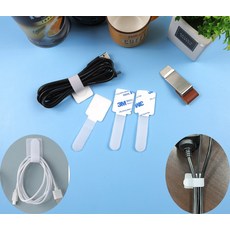 부착 찍찍이방식 정리 전선 케이블 백색(중)1P 홀더, 1개