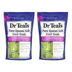 닥터틸즈 퓨어 엡솜 솔트 풋 소크 리바이탈라이즈 & 리프레시 쿨링 페퍼민트 909g, 2개, 1개