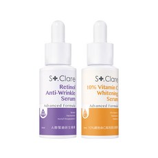 S+.Clare 10%維他命C高效美白精華與A醇緊緻新生精華組 提亮淡斑撫紋, 1個