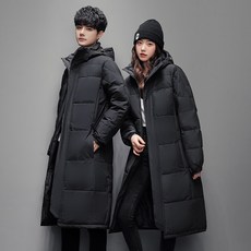 長款連帽羽絨服外套 - 冬季情侶款保暖運動羽絨大衣