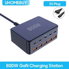 800W USB C GaN 충전기 PD3.0 PPS QC3.0 iPhone 15 16 용 멀티 포트 고속 스테이션 Macbook Pro 노트북 태, 01 800W  EU Plug