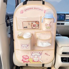 자동차 킥 방지 패드 뒷좌석 안전 시트 마모 방지 패드 자동차 더러운 방지 패드 범용 자동차 등받이 보관 가방 만화, 1개