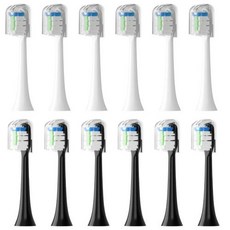 샤오미 SOOCAS 교체용 브러시 헤드 전동 칫솔 듀폰 강모 밀봉 포장 X3 X5 V1 X3U, 12)sushi-WH6PcsBK6Pcs, 1개