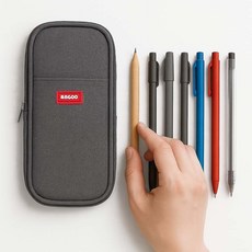 마켓제이영 튼튼하고 넉넉한수납 감성 캔버스 필통, 블랙