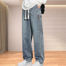 스트레이트 밴딩 청바지 남성 빅사이즈 캐주얼 패션 바지 스판 데님 팬츠