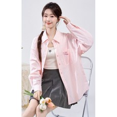 투니스 여성 캐주얼 루즈핏 스트라이프 긴소매 셔츠