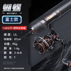 哈斯達蝴蝶路亞竿套裝 微物ul彈射竿 臺釣竿 碳素魚竿 全套碳素路亞竿套裝 遠投竿 直柄路亞竿 馬口竿 紡車輪漁具套裝, 蝴蝶富士1.68米UL蝴蝶紡車輪套裝