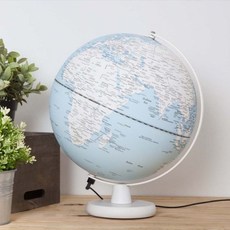 【SkyGlobe】陸地(英文版) 12吋木頭底座地球儀, 藍海白