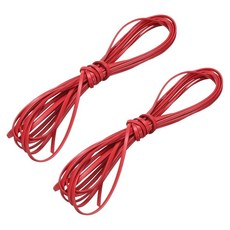 2 번들 플랫 가죽 코드 5.5야드 4mm 가죽 공예 레이스 스트립 실버, Bright Red, 5mm