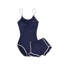 比基尼 實拍 純慾風兩件式泳衣 露背泳衣 遮肚顯瘦 四角褲 兩件式泳衣 保守連身泳衣, (m14)藏青色40-60kg超便宜ap, 藏青色