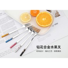 430不鏽鋼鋁合金鑽石花水果蛋糕叉, 1個