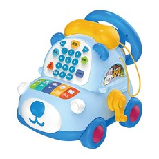 JoyBaby 電話玩具車 兒童電話車 故事機 模擬方向盤 早教玩具, 藍色-F, 1個