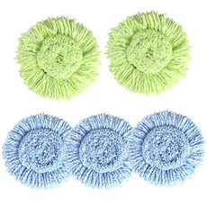 臺灣出貨純棉綫拖把頭旋轉墩布頭設計加厚全棉材質吸水強適配通用拖把桿日常清潔拖把替換頭配件適用, 套入式-精品纖維頭5個裝（2綠3籃）, 1個