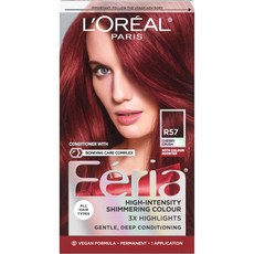 로레알 파리 페리아 멀티-패싯 쉬머링 퍼머넌트 헤어 컬러 L'Oreal Paris Feria Multi-Faceted Shimmering Permanent Hair Color, 1개, R57 체리 크러쉬(인텐스 미디엄 오번)