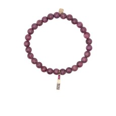 시드니에반 14K 옐로 골드 다이아몬드 루비 참 브레이슬릿