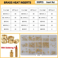 열세트 삽입 황동 납땜 팁 M2 핫멜트 능직 널링 성형 프린터, 05 M2-M6 (300Pcs)