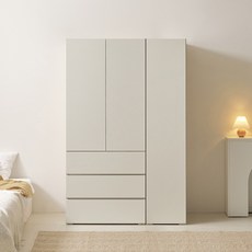 [케이컴퍼니본사] LPM 이음 푸시1200장롱세트CDS(3서랍옷장+400도어선반장), 화이트