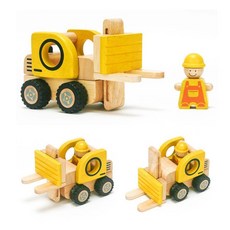 원목 지게차 운전자 캐릭터 미니어처 어린이자동차, 1피스, 1개