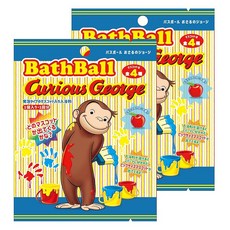노르코퍼레이션 입욕제 배스볼 원숭이 조지 2개 세트 마스코트 포함 목욕 장난감 캐릭터 아이 생일 선물, 1개, 1g