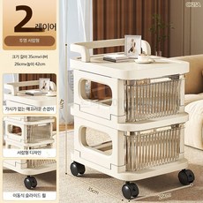 루미에뜨 가정용 수납장 간식 선반 카트 바닥형 다층 수납 선반 서랍형 이동식 장난감, 1단, 1_2층투명서랍두꺼운재질