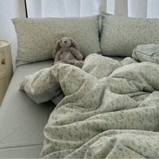 暖居、韓國少女ins碎花系列全棉A類母嬰級水洗棉床包四件組新款純棉 超柔提花柔軟親膚裸睡四件組 三件組 被套 枕頭套