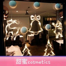 聖誕節裝飾燈店鋪櫥窗飾品陽臺窗戶吸盤LED掛燈，多款聖誕主題圖案，營造溫馨浪漫的聖誕氛圍, 1個, 北極星【暖色一個】,電池款吸盤