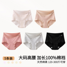 貓人女士高腰內褲 加大尺碼純棉抗菌內褲 5件組