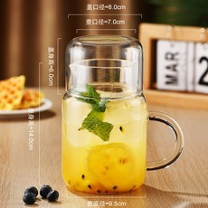 玻璃杯大容量帶蓋杯子家用喝水杯女新款2025耐熱帶把刻度男泡茶杯, 1個, 800ml【無印花杯】+光面蓋