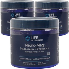LIFE EXTENSION 鎂膳食補充粉, 3罐, 93.35g