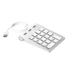 HBFQMDJLX USB 포트 3개가 있는 USB 숫자 키패드 화이트 플러그 앤 플레이 LED 표시기 데이터 입력을 위한 확장 숫자 패드 컴퓨터 액세서리