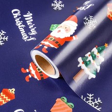 크리스마스 종이 롤 포장지 10m, 1개, 블루 크리스마스