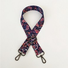 【mamabao】包包背帶 可調節長短 民族風帆布肩背帶 側背帶 斜背帶 替換背帶 相機背帶, 1個, 牽牛花+槍鉤