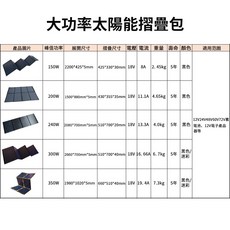 Felsted 菲仕德 300W 單晶太陽能摺疊包 高效發電板 露營戶外便攜充電, 1個, 需要其他規格請咨詢，300W以下都有現貨