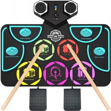 실리콘 USB 전자드럼 드럼패드 전자드럼패드 드럼연습패드 롤업드럼 전자드럼 미디드럼 타격패드 전자악기 전자드럼세트 미디컨트롤러 전자드럼 무소음드럼 가정용드럼 입문용드럼 초보자드럼, 1개, KD20-컬러 (듀얼 스피커)