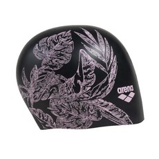 아레나 시레네 여성용 몰드 실리콘 수영 모자 매우 신축성 있는 내구성 긴 머리용 타이트한 핏 세실리아 화이트 원 사이즈 452224, Cecilia Black 452224