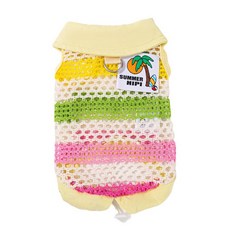 SUMMER HIPI 寵物夏日條紋上衣, 黃色(可牽引), 1個