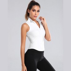 ANYOU 여자 민소매 스포츠 자켓 슬림핏 아웃도어 운동 타이트 요가 탑