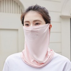 UPF50 防曬面罩遮臉頸部跑步防曬面罩騎手外賣男女通用防紫外線, UPF50+冰感粉+白【二條】, 1個