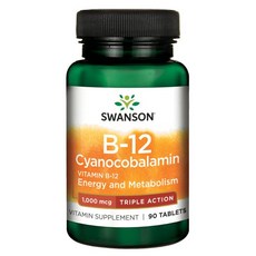 SWANSON 斯旺森 B-12氰鈷胺素補充錠 1000mcg, 1組, 60顆