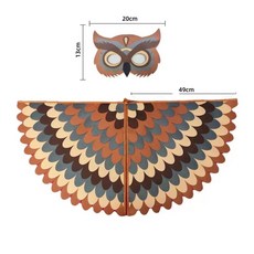 Baby童衣兒童鳥類造型披風面具套組 男女童萬聖節表演道具服 可愛造型 柔軟舒適 角色扮演最佳選擇, 咖啡貓頭鷹, 1個