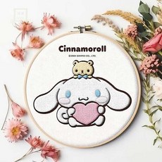 스토어-다유 쿠션DIY세트 산리오 시나모롤 하트쿠션 펀치니들 만들기 DIY, DIY 펀치펠트 산리오 시나모롤 하트쿠션, 1