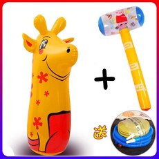 台灣出貨 大號95cm充氣恐龍不倒翁玩具兒童PVC氣球健身卡通拳擊禮品, 80梅花鹿+打氣筒+65cm錘, 1個