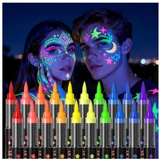 10가지 색상의 야광 바디 페인팅 UV 네온 페이스 페인트 브러시 세트 세탁 가능한 스킨 타투 펜 할로윈 파티 메이크업10가지 색상, 20 colors