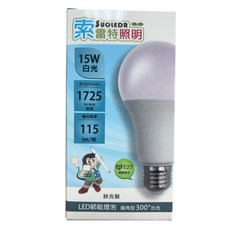 SUOLEDR 索雷特照明 LED燈泡 15W 6500K 全電壓 E27燈座, 冷白, 1個