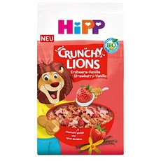 HiPP 크런키 라이언 300g 1팩 스트로베리 바닐라 Crunchy Lions Strawberry-Vanilla Children's Muesli, -