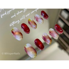 Whisper Nails 勃根地紅純手工穿戴甲 美甲片 指甲片 現貨隔日達, 1個, S, 勃根地紅