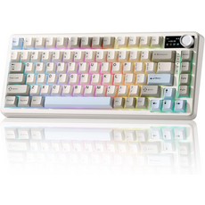 YUNZII B75 PRO MAX QMKVIA 무선 기계식 키보드 화면 및 노브가 75% 아웃 맞춤형 핫 스왑 개스킷 크리미 프리루브 스위치 블루투스타입-C2.4G 윈맥용 베이지, Beige, Milk V2 Switch