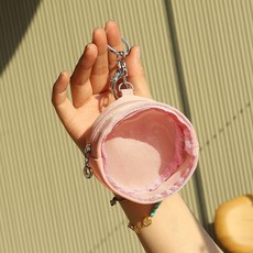 圓形帆布透明PVC溜娃吧唧包糰子造型迷你痛包，小型藍牙耳機收納零錢包，可愛透明設計