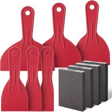 스크래퍼 껌칼 퍼티 나이프 베이츠- 샌딩 스펀지가 포함된 세트 10개 플라스틱 페인트 스크레이퍼 사포 블록 샌더 스패클 도구, 스크래퍼 껌칼 퍼티 나이프 베이츠- 샌딩 스펀지가 포함